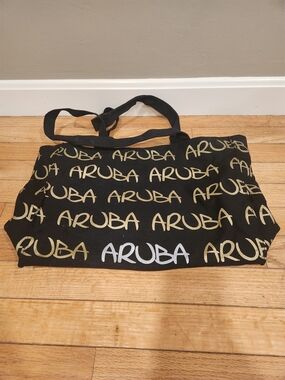 Aruba Logo Black & Gold Canvas Tote Bag